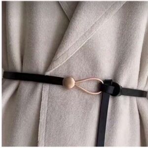 New! Black Leather Skinny Wrap Belt (44” One Size) NWOT